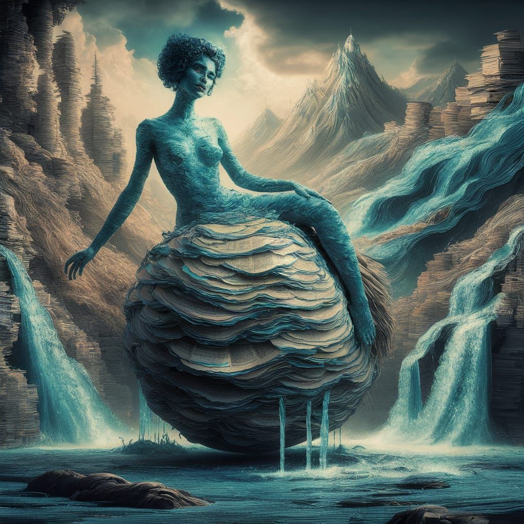 Ink and Paper Woman on Paper Planet