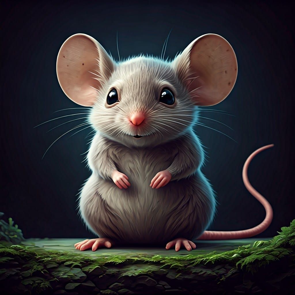 Heartwarming Mouse Portrait in Detailed Matte Painting