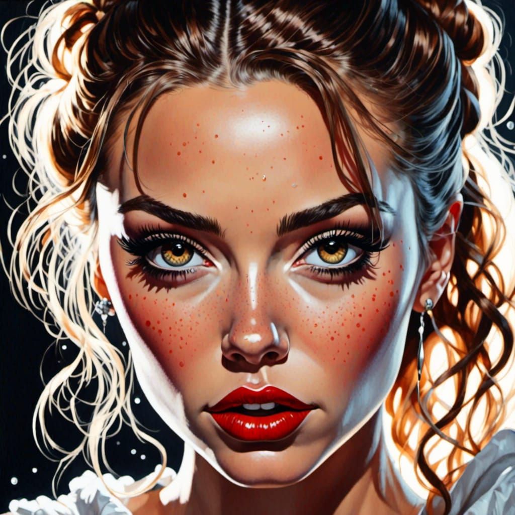 Detailed Portrait of Woman with Golden Eyes