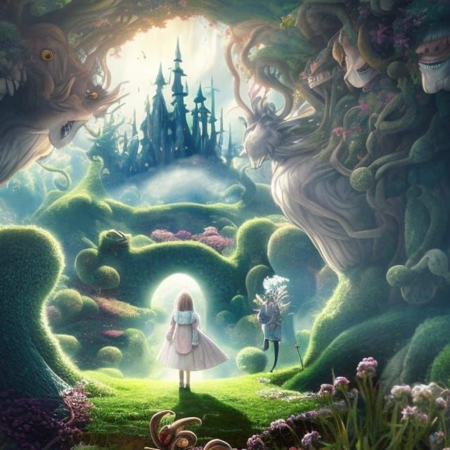 Alice in Wonderland Meets Spirited Away: Hyperrealistic Fant...