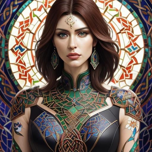 Fierce Celtic Mosaic in Hyper-realistic Photorealism