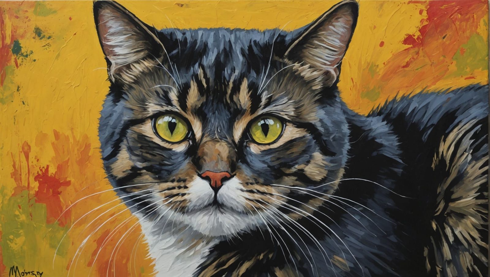 Elegant Cat Portrait Painting