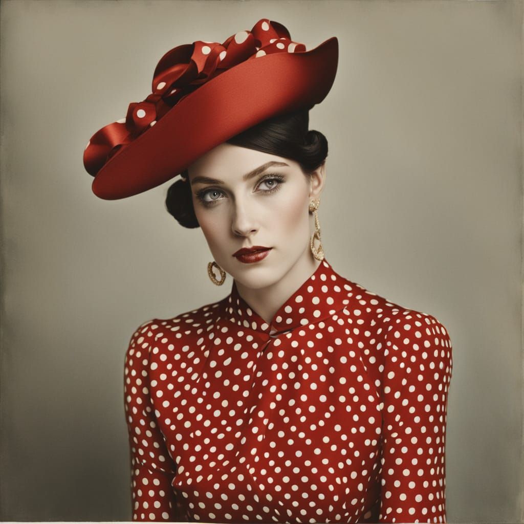 Gilded Polkadot Portrait of an Athletic Young Woman
