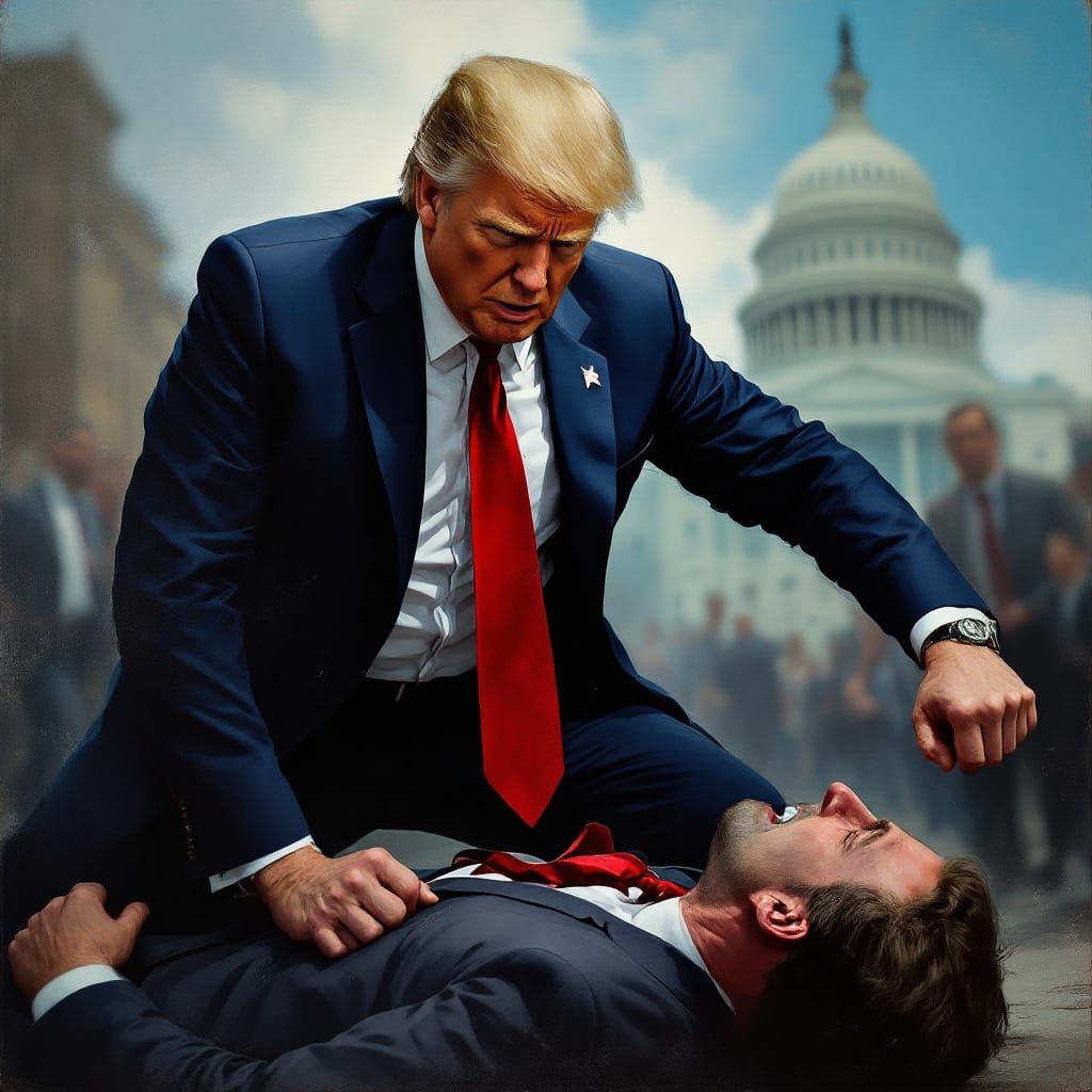 Politician in Aggressive Stance, Dramatic Lighting