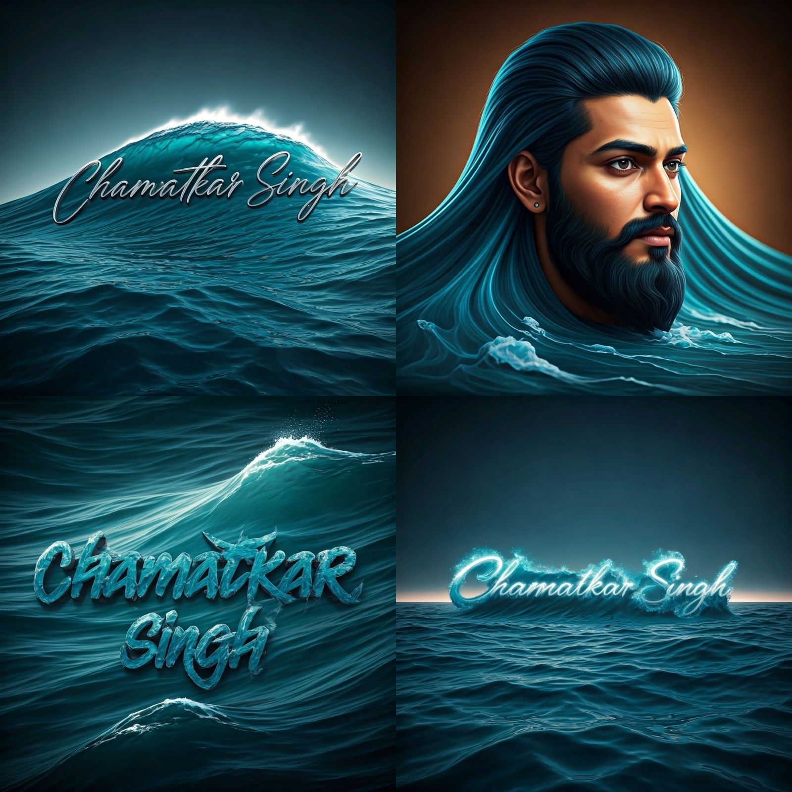 Ocean Wave Name Art in Trending 3D Style