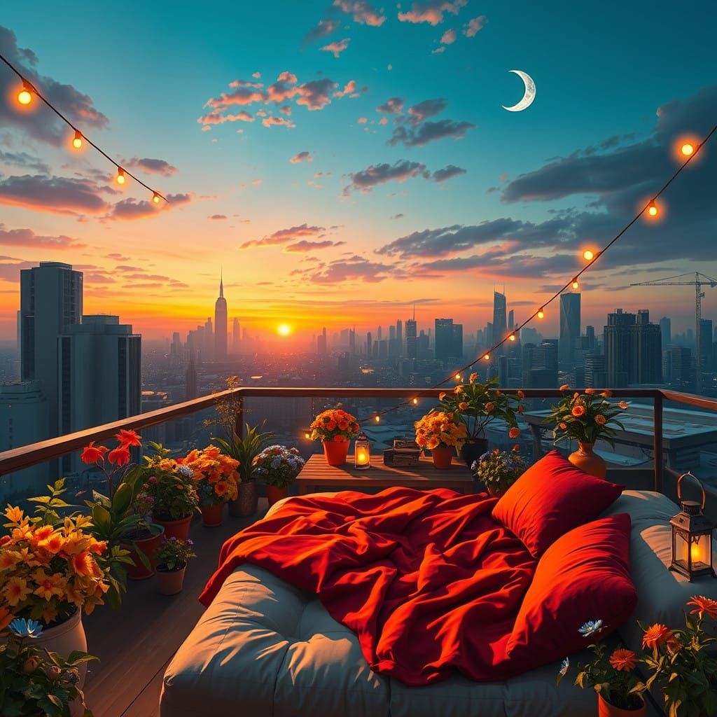 Serenene Rooftop Oasis Amidst Urban Skyscrapers