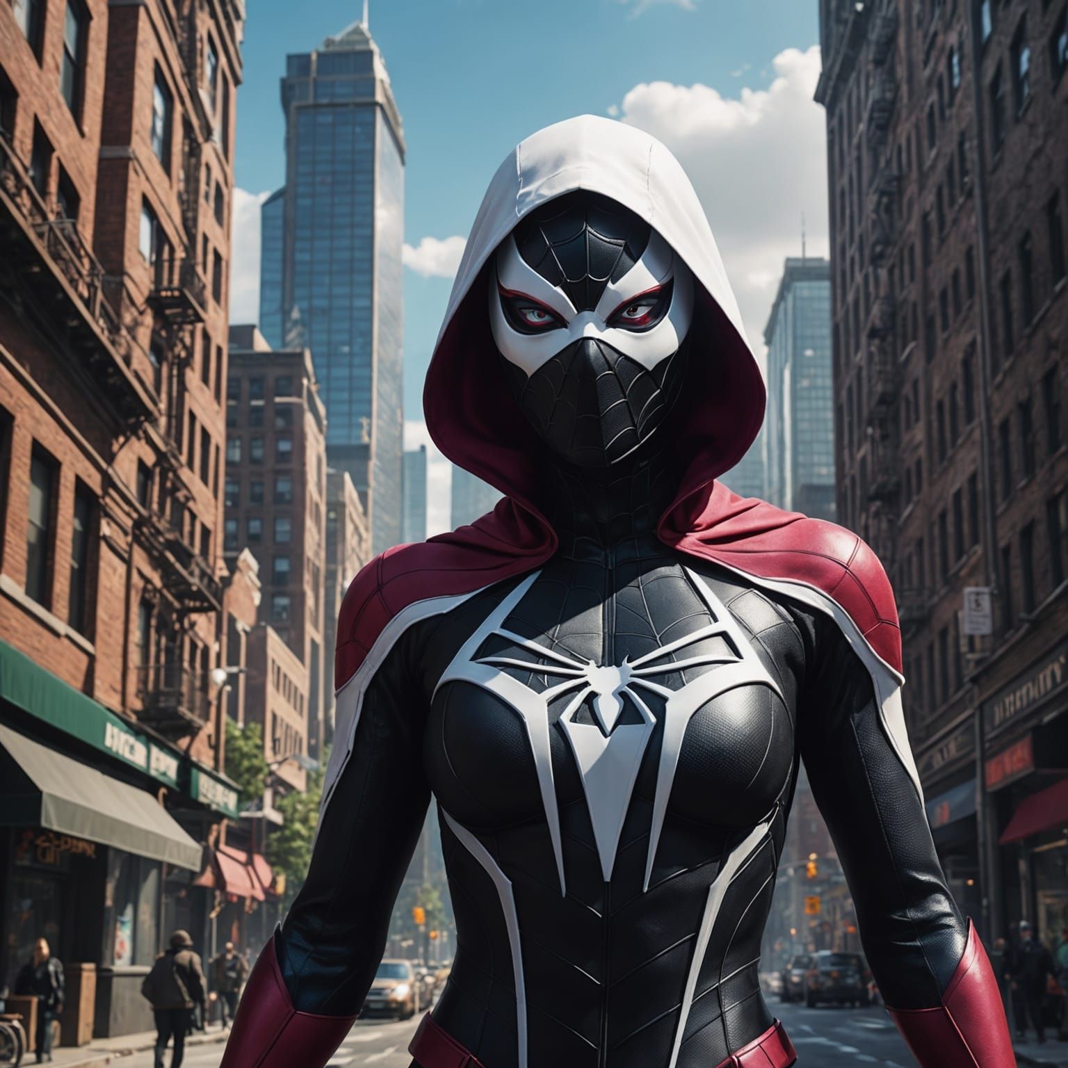 Spider Gwen as Colossal Giant Woman in City