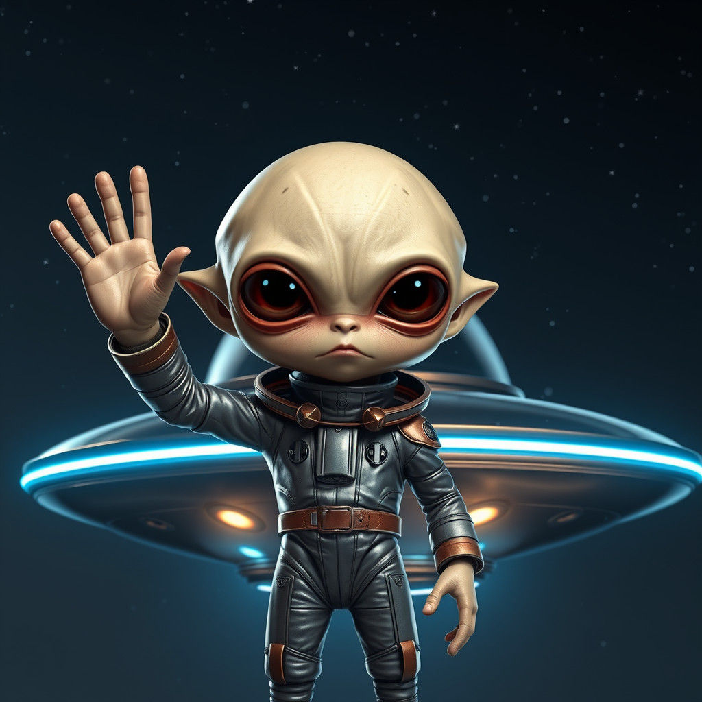 Retro Futuristic Alien Waves Goodbye