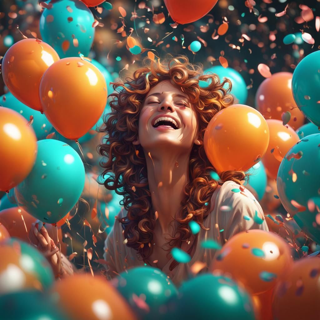 Whimsical Spirit of Laughter in a Sea of Confetti