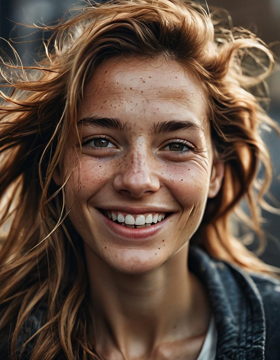 Smiling Woman Portrait in Ambient Light