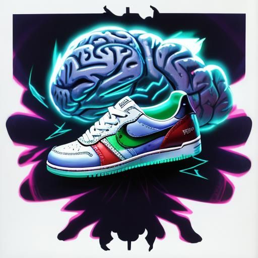 Anthropomorphic Brain Wearing Shoes in Anime Style