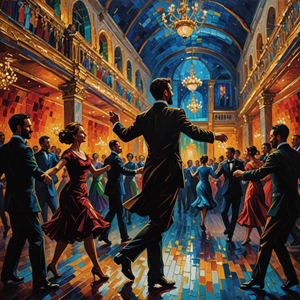 Ballroom Dance in Neo-Impressionist Expressionist Style