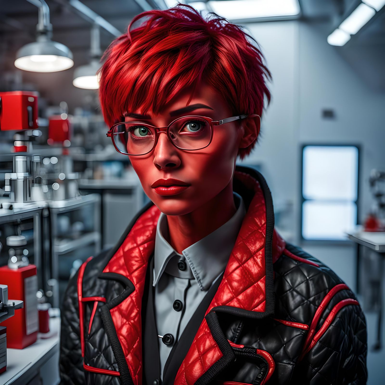 Hyperrealistic Alien Scientist in Laboratory