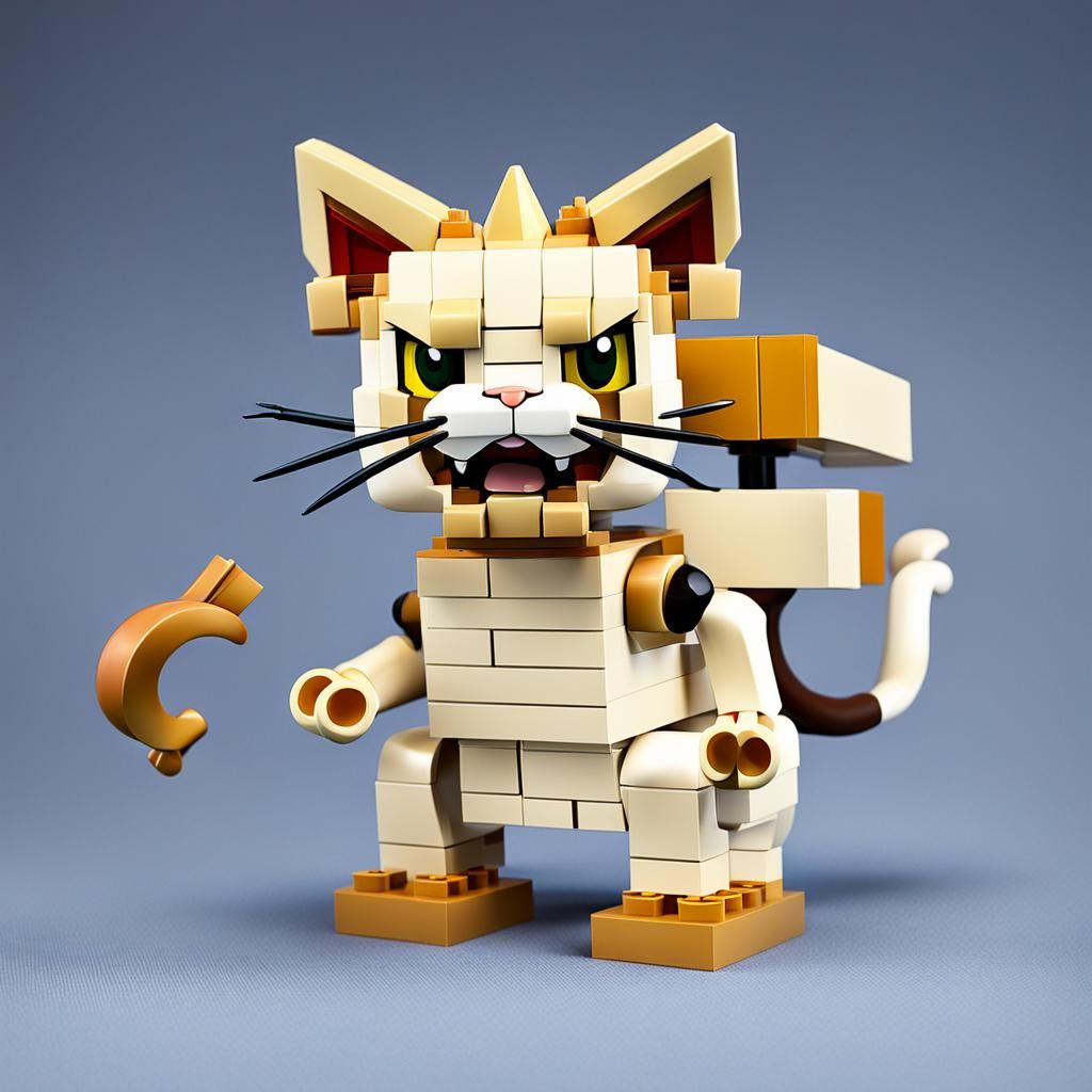 Meowth Reimagined as a Lego Character