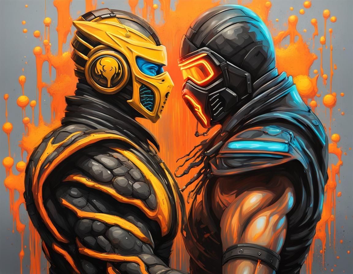 Scorpion and Tron Fusion in Neon Graffiti Art