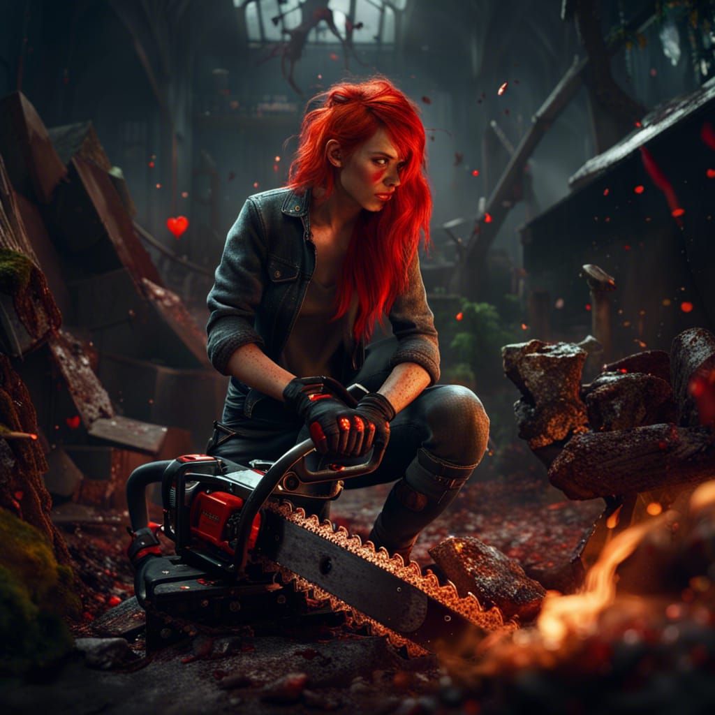 Red-Haired Girl's Unusual Love: A Matte Painting