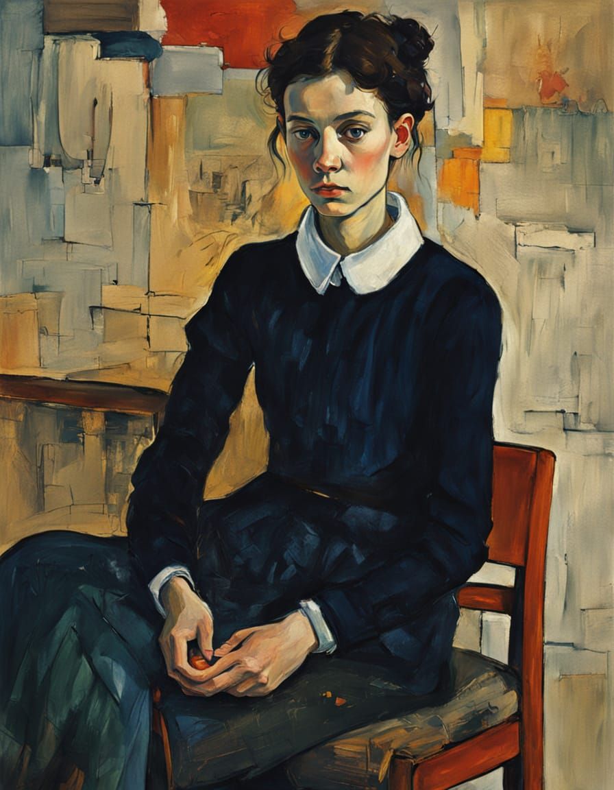 Moodful Portrait of a Young Girl in a Cozy, Ornate Room