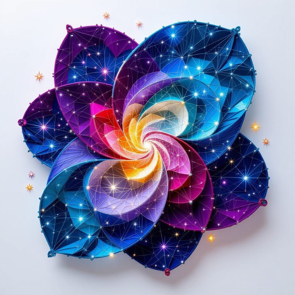 Cosmic Nebula String Art with Luminous Star Clusters