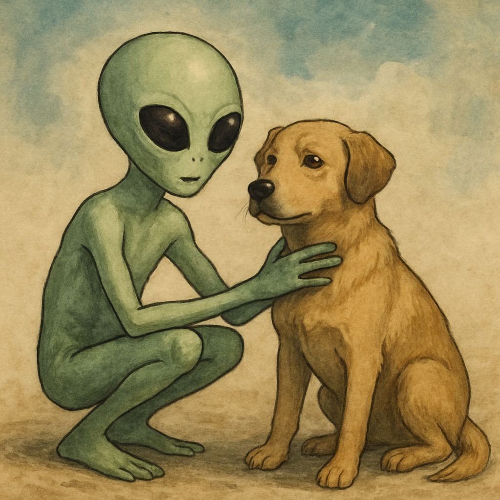 Alien and Dog Generated by AI