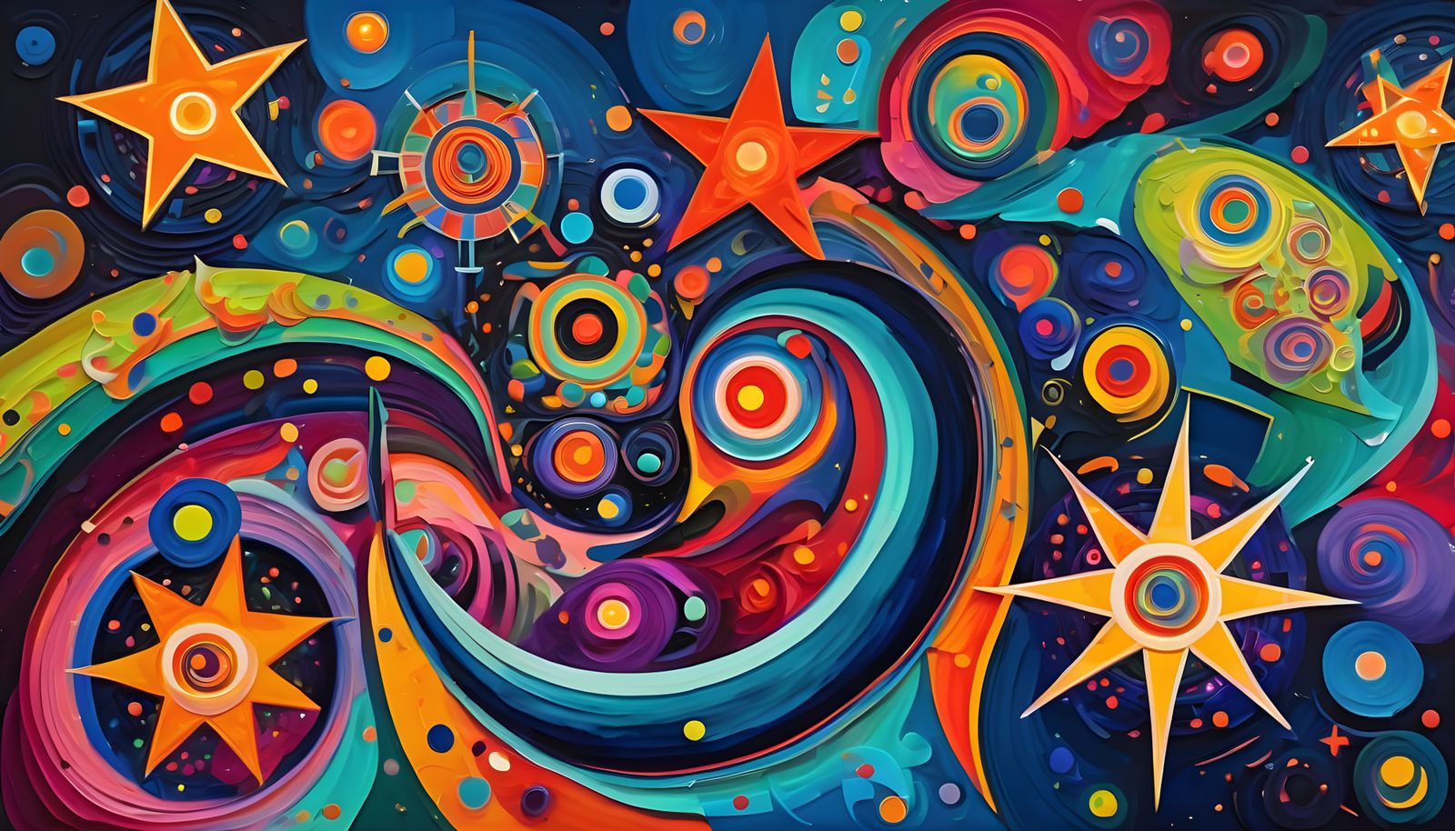 Vibrant Abstract Vortex Maelstroms in Impasto Oil Style