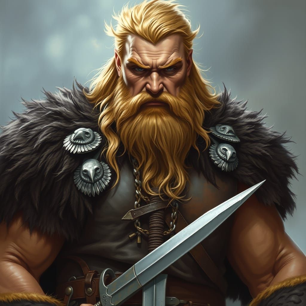 Viking Warrior in Battle-Ready Posture