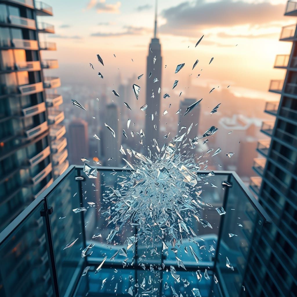 Glass Balcony Shatters in Futuristic High-Rise