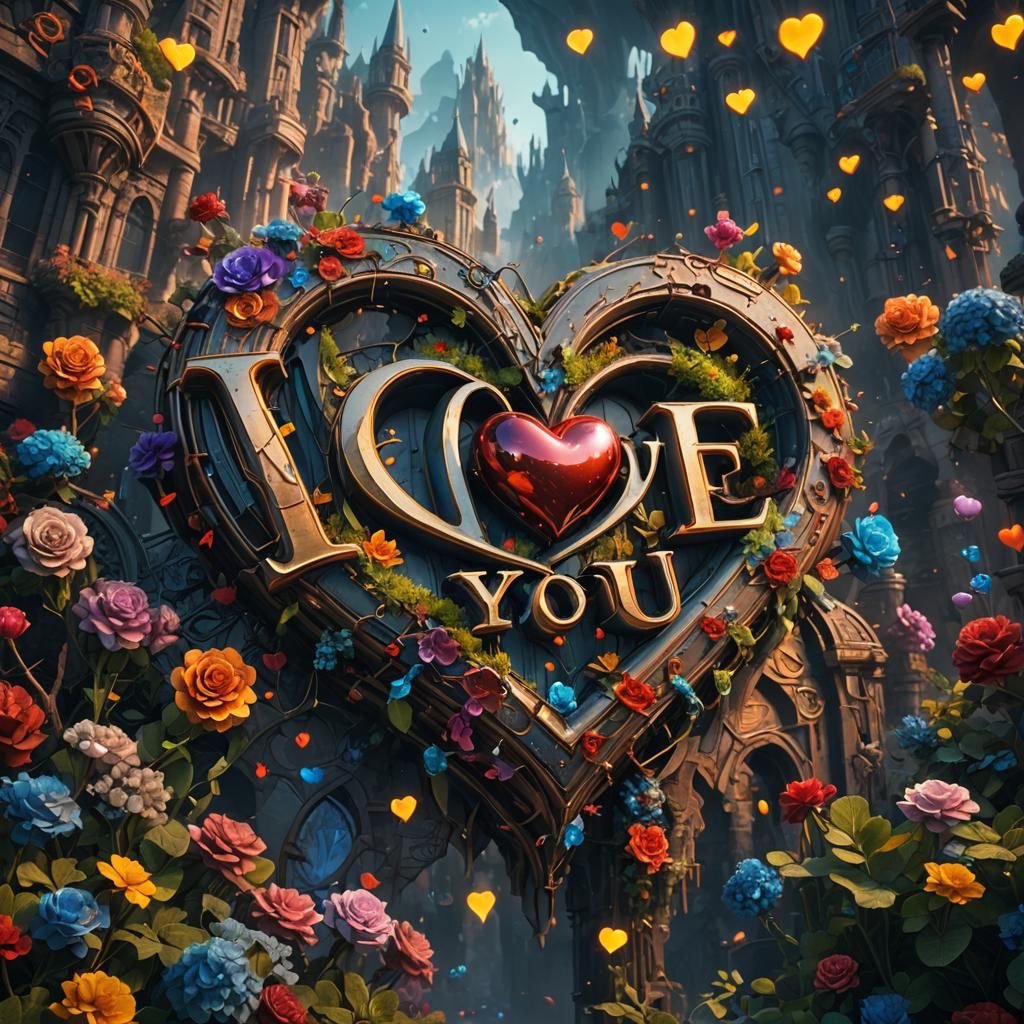 Detailed Matte Painting of I Love You Sign