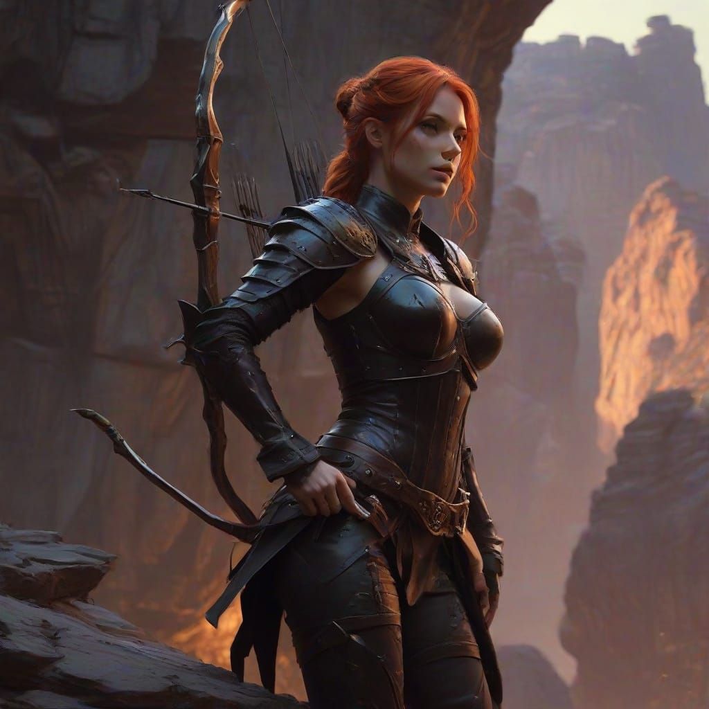 Medieval Archeress in Sunset Glory