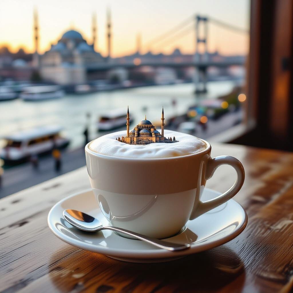 Cappuccino Art: Istanbul Skyline in Milk Foam