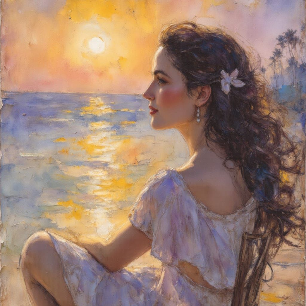 Pastel Summer Sunset by the Boardwalk