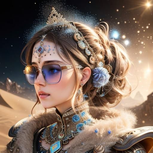 Abstract Sand-Style Portrait of a Nerdy Woman