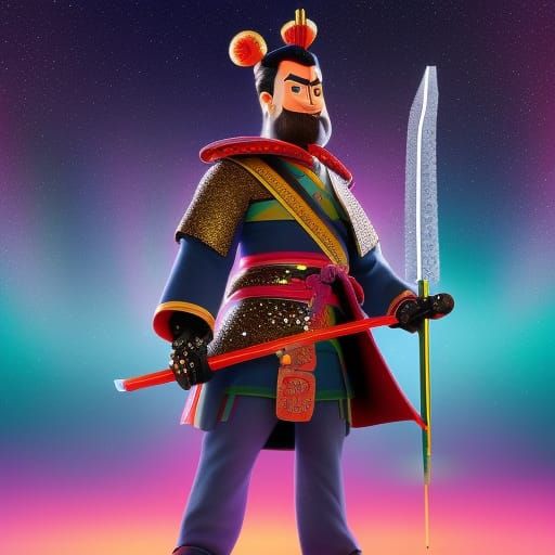 Sparkling Samurai Rabbit: 3D Digital Anime Art