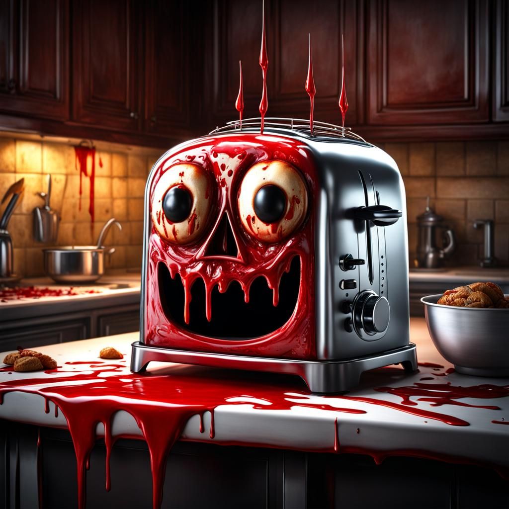 Spooky toaster killed (and ate?) a tomato 🍅