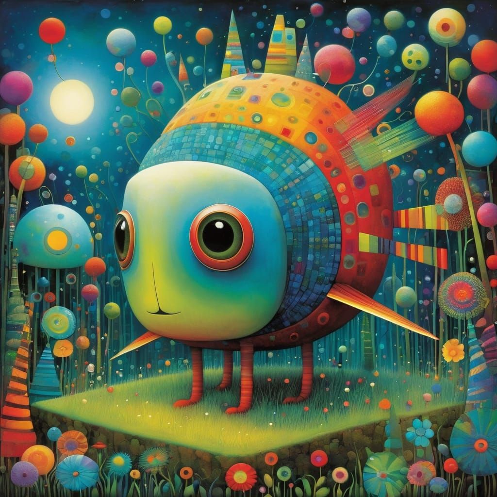 Whimsical Fantasy Creature in Vibrant Setting