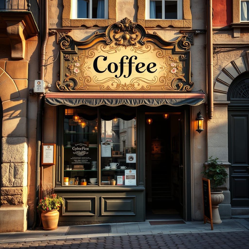 Vintage Coffee Shop in Hyperrealistic Style