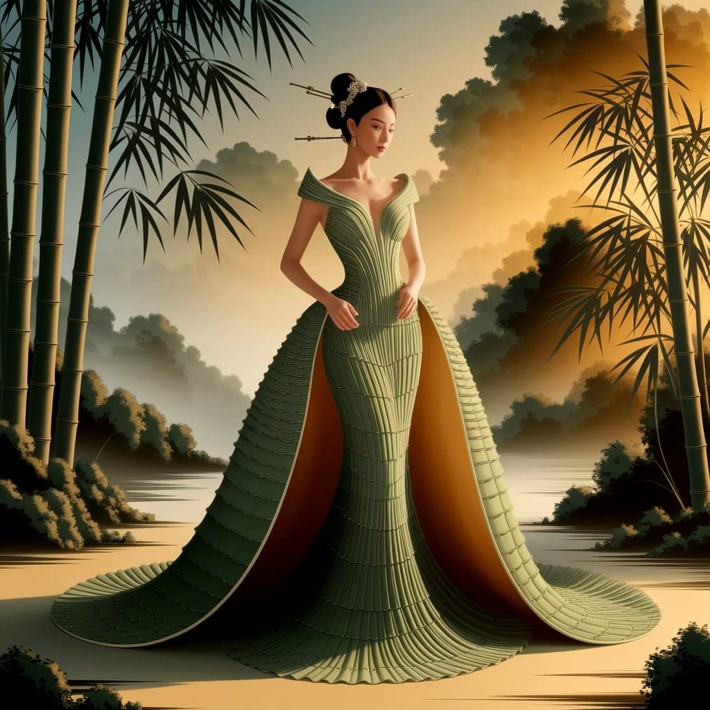 Cute dress with bamboo design