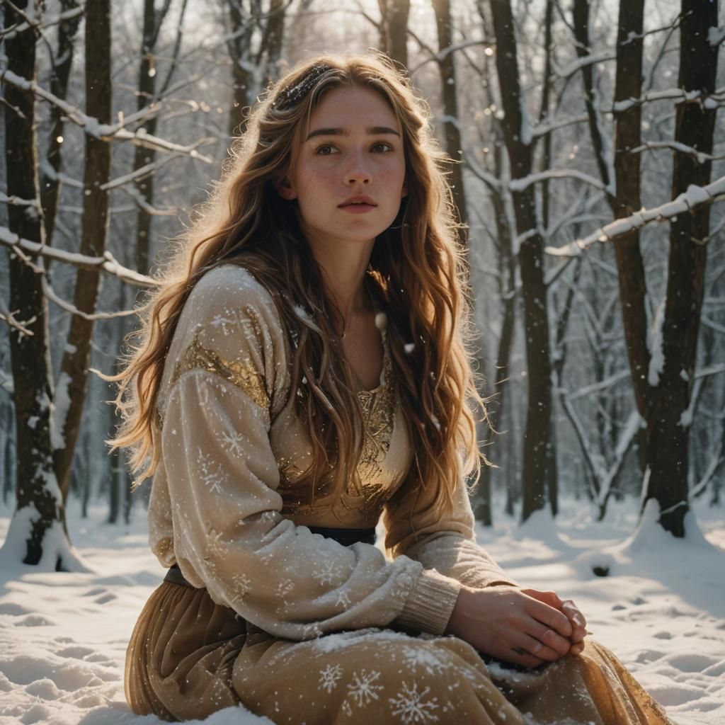 Girl in Snow: Cinematic Film Still