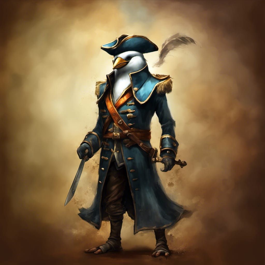 Penguin Pirate Ready for Adventure as Matte Painting