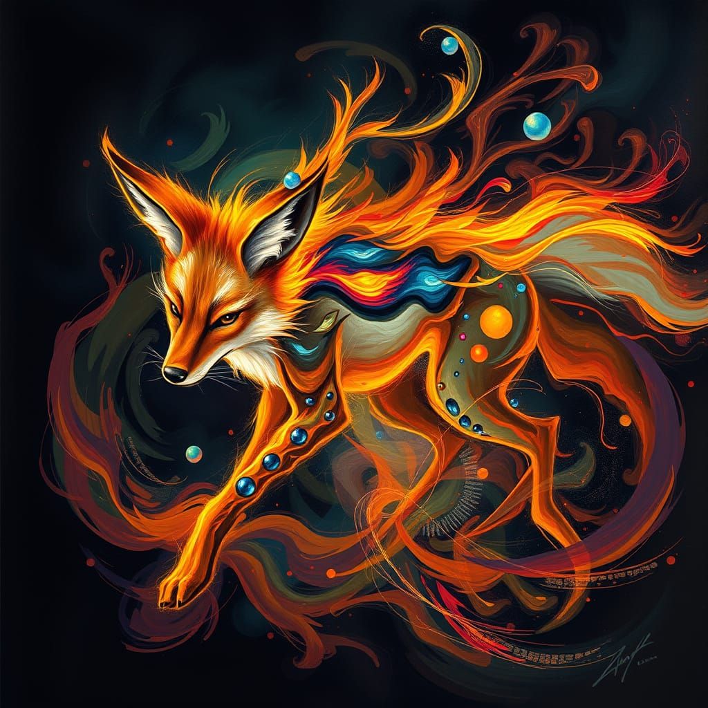 Ethereal Jackal in Dynamic Motion with Luminous Energy