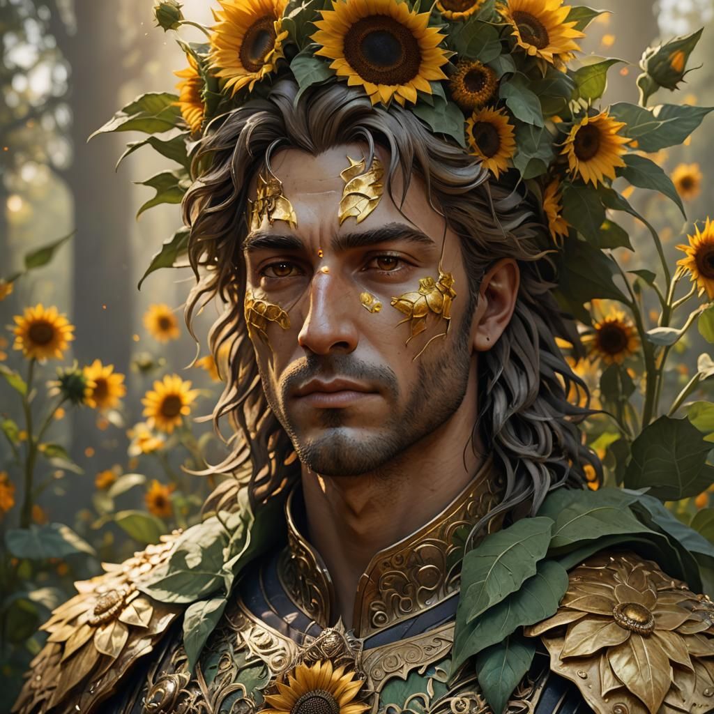Sunflower Man in High Fantasy Concept Art