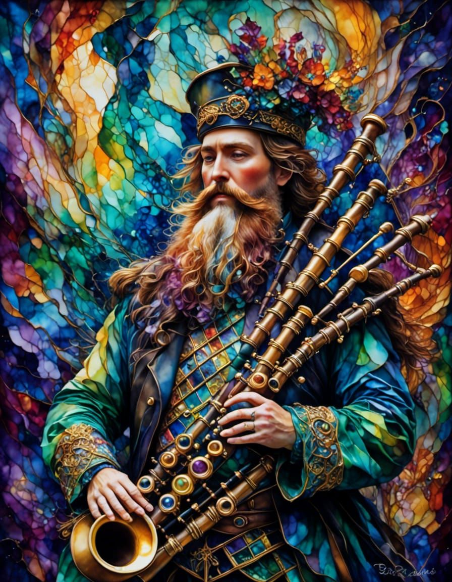 Scotsman playing bagpipes?