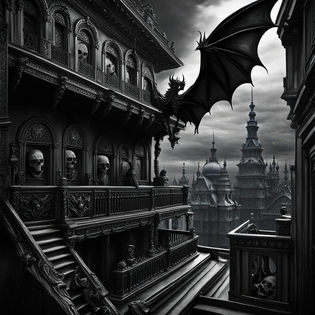 Biopunk Cityscape with Crying Girl in Giger Style