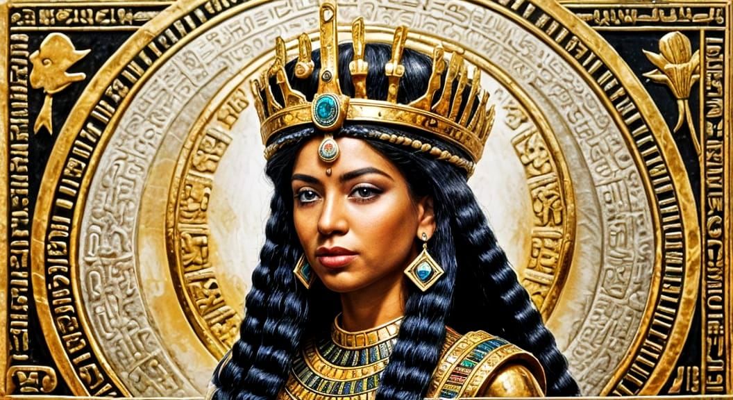 Majestic Egyptian Queen in Neon Glow Style