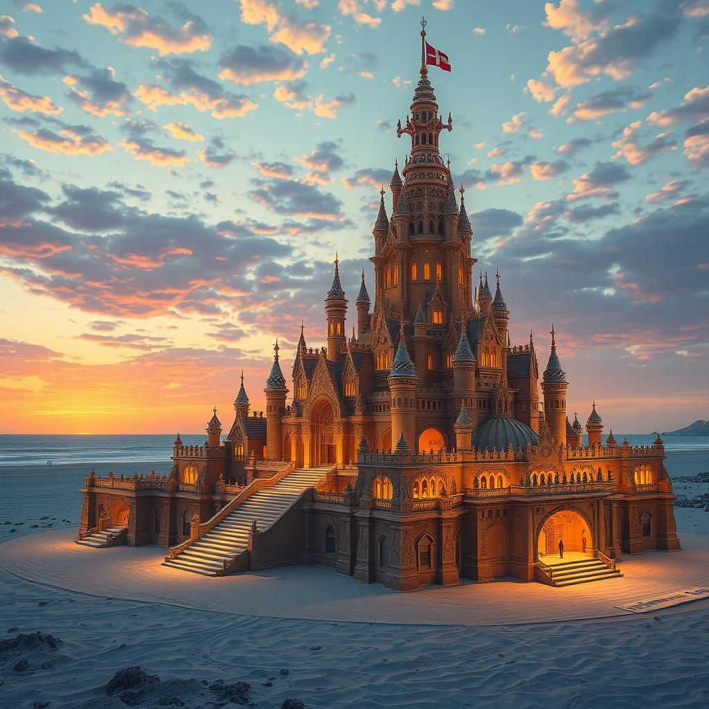 a life-sized sand castle