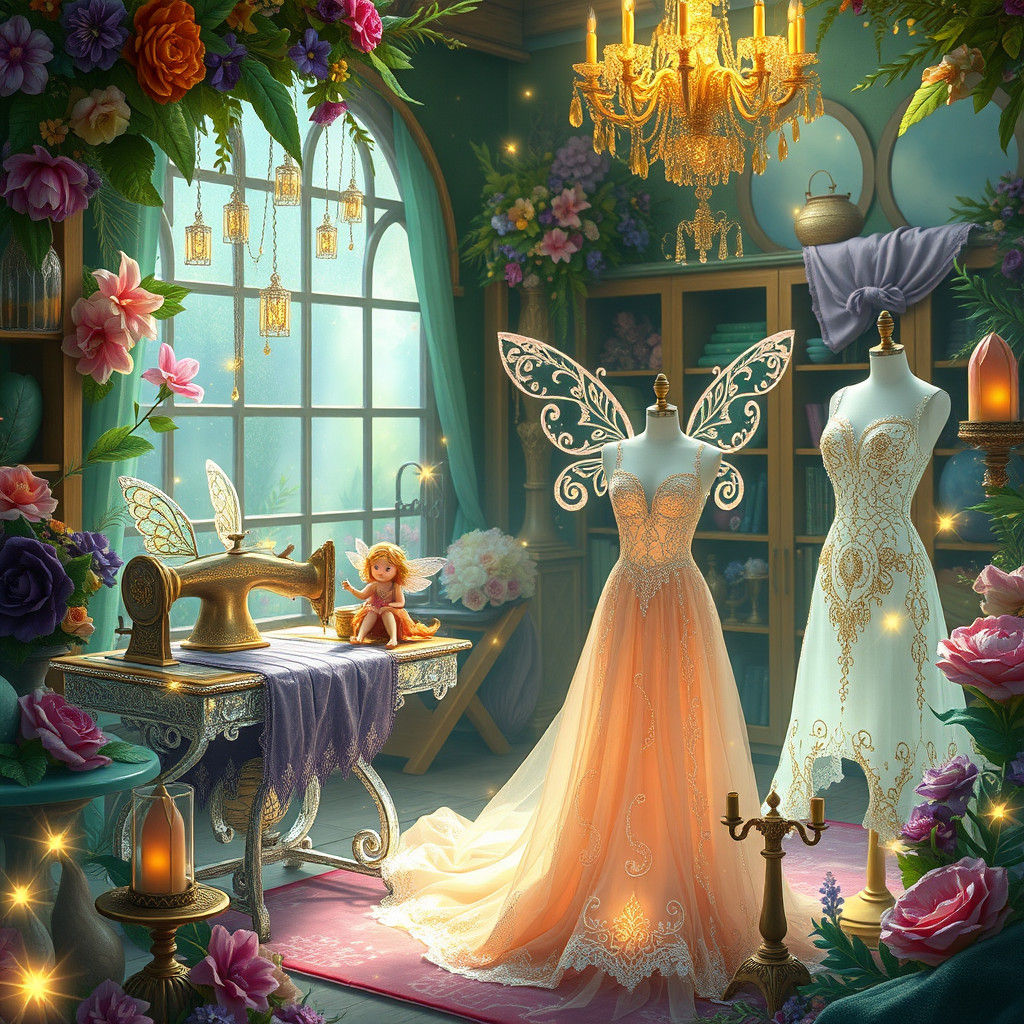 Magical Atelier with Tinker Bells Creating Dresses