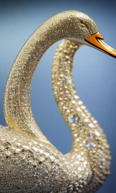 Platinum Swan with Gold and Diamond Sparks