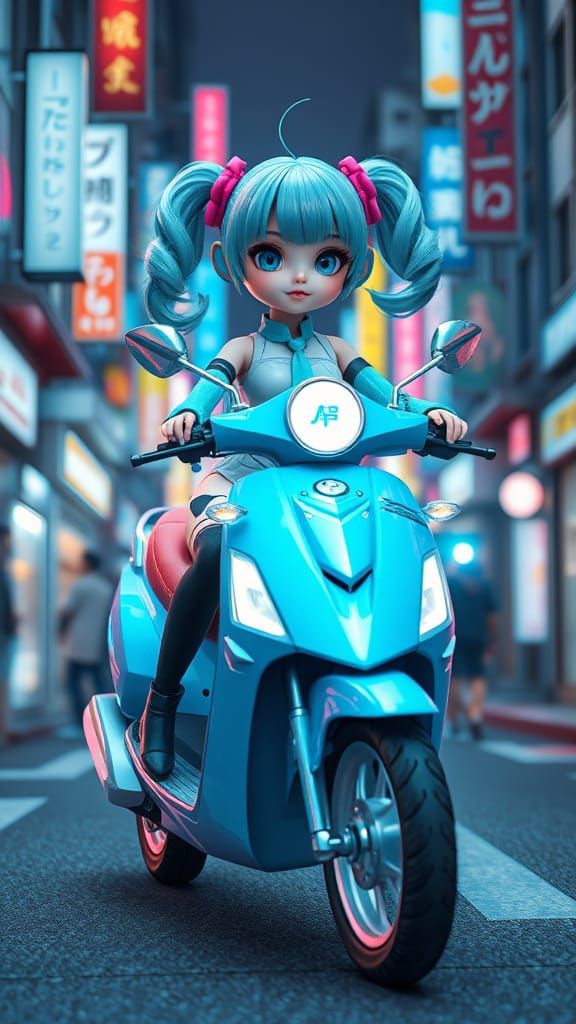 🛵Hatsune Miku rides scooter 