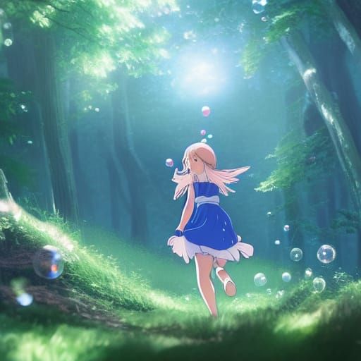 Elf Girl in Forest: Studio Ghibli Anime Key Visual