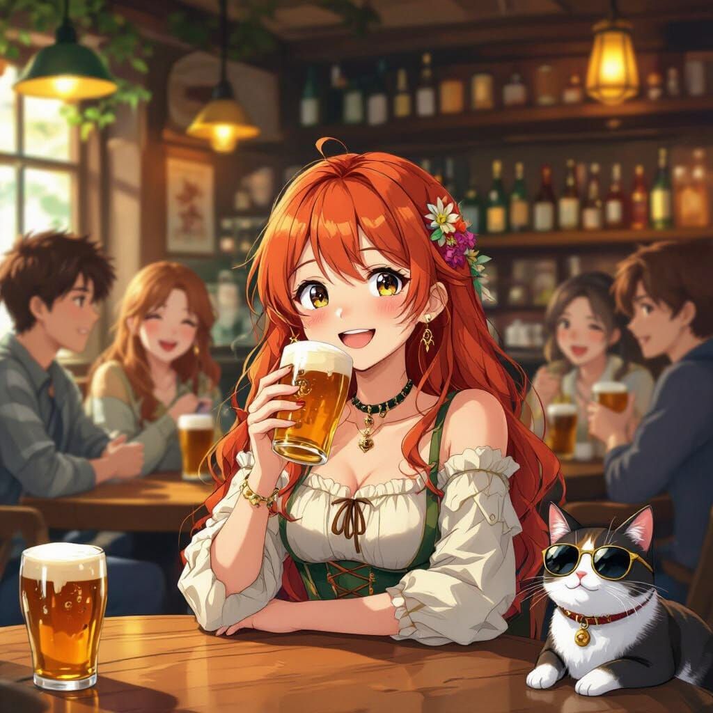 Irish Anime Girl in Pub, Studio Ghibli Style