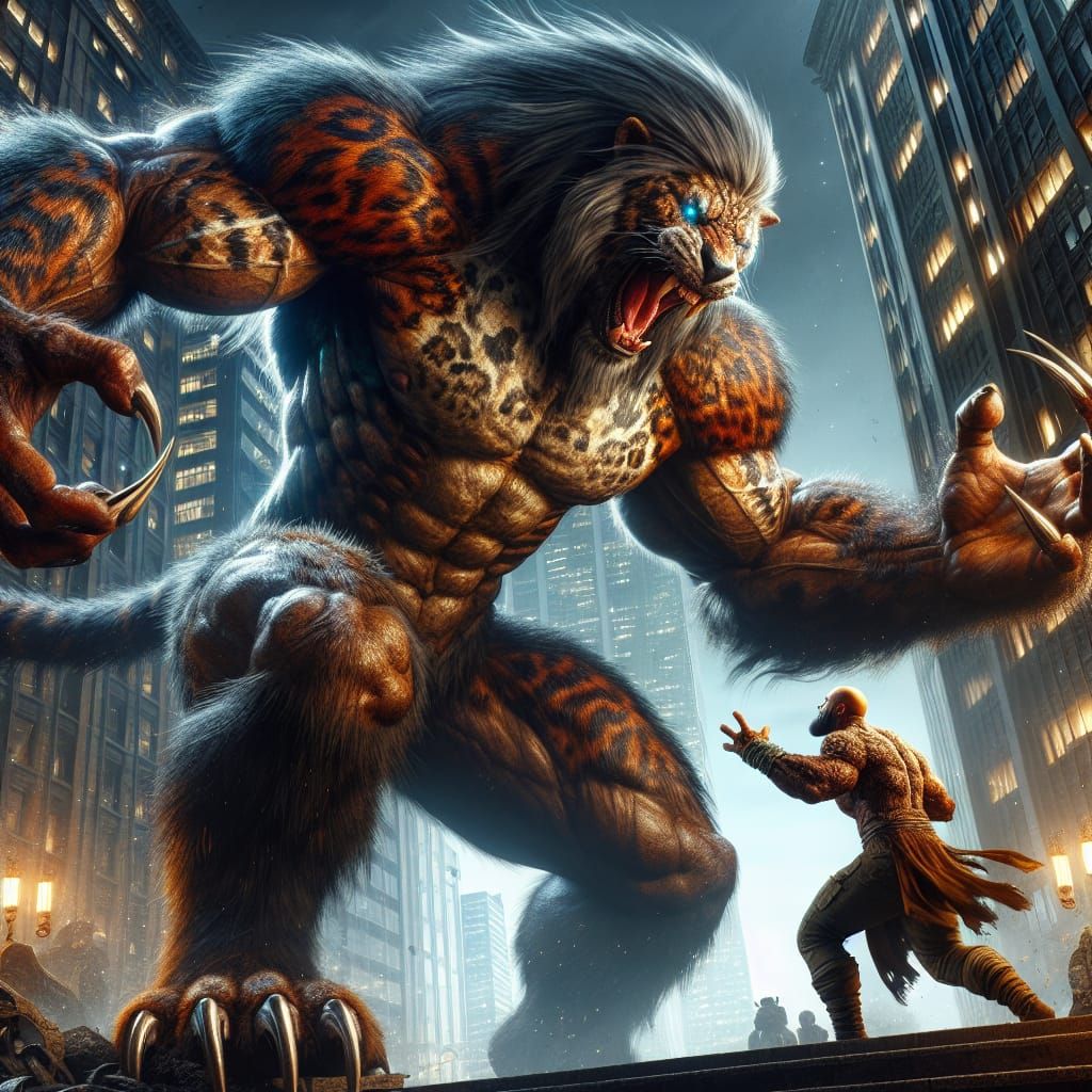 Fearsome Werejaguar Ready to Attack at Night